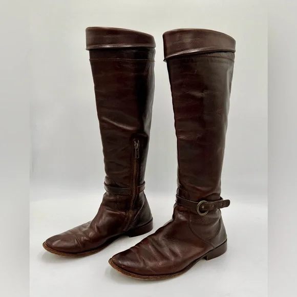 Frye tall dark brown leather riding boots - Picture 2 of 9